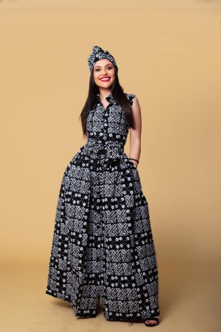 Black and white african dress hotsell