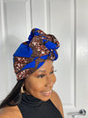 Ashlynn Blue and Brown Ankara Headwrap/Scarf