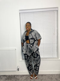 Alaba Ankara High waisted Trouser | Black And White African Print