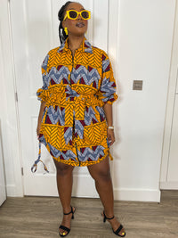 Ivy Ankara Shirt Dress | Yellow African Print