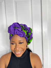 ASA Green and Purple Ankara Headwrap/Scarf