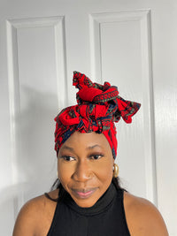 Beatrice Red Ankara Headwrap/Scarf