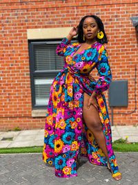 Avita Ankara Maxi Dress | Pink Floral Multicoloured African Print