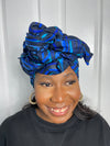 Stephanie Blue and Black Ankara Headwrap/Scarf