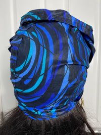 Stephanie Blue and Black Ankara Headwrap/Scarf