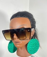 Green Circle African Rattan Earring