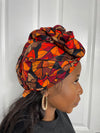 Joke Brown and Orange Ankara Headwrap/Scarf