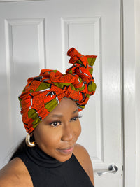 Annette Orange Ankara Headwrap/Scarf