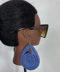 Blue triangle and circle Rattan Earring