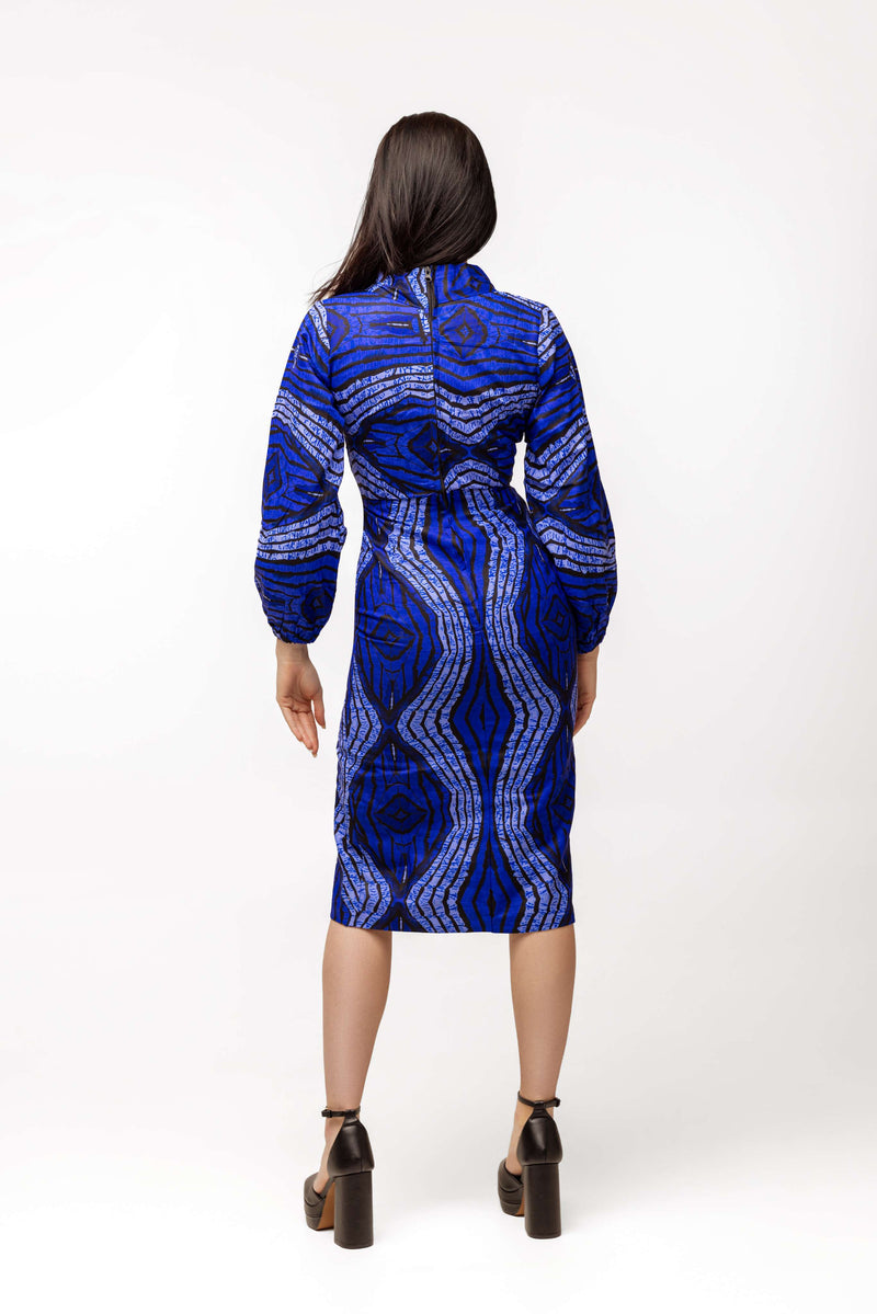 Queen Ankara Midi Dress | Blue African Print