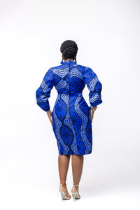 Queen Ankara Midi Dress | Blue African Print