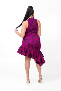 Helen Ankara Sleeveless Midi Dress | Pink and Black African Print