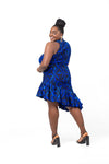 Hailey Ankara Sleeveless Midi Dress | Blue African Print