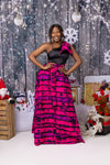 Addison Ankara Maxi Dress | Pink and Black African Print