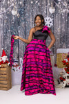 Addison Ankara Maxi Dress | Pink and Black African Print