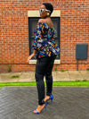 Chloe Ankara Peplum Top | Blue Multicoloured African Print