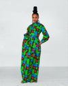 Rukky Ankara Maxi Dress | Green Red Multicoloured African Print