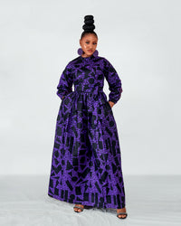 Raya Ankara Maxi Dress | Purple and Black African Print