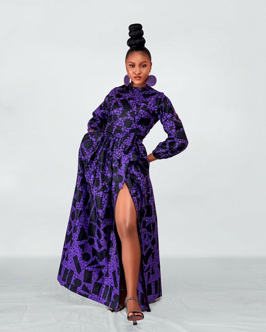 Raya Ankara Maxi Dress | Purple and Black African Print