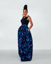 Cora Ankara Maxi Skirt | Navy Blue African Print