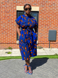 Kiekie Ankara Culotte Jumpsuit | Blue and Orange  African Print