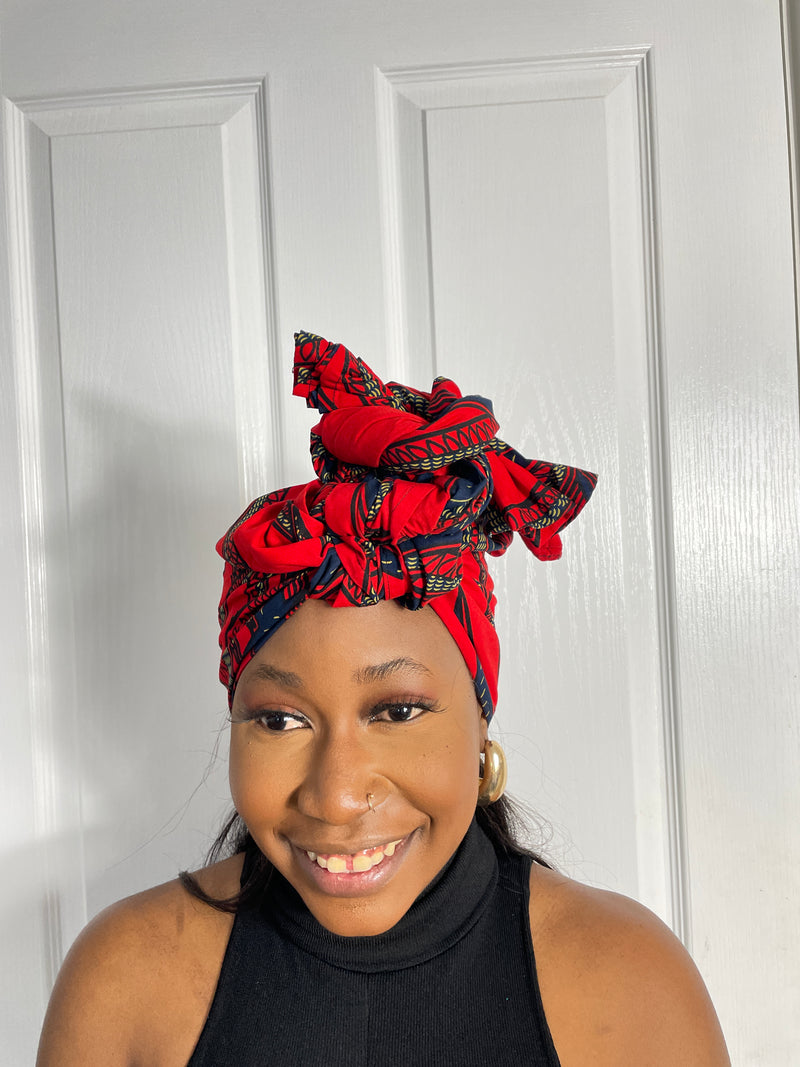 Beatrice Red Ankara Headwrap/Scarf