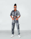 Beauty Ankara Cargo Trouser | Black and White African Tribal Print