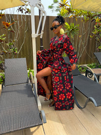 Arin Ankara Maxi Dress | Black and Red African Print