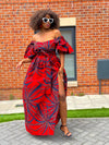 Beatrice Ankara Maxi Dress | Red African Print