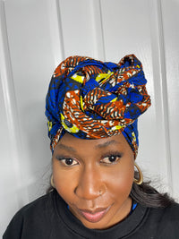 Zuri Blue and Brown Ankara Headwrap/Scarf