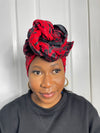 Awah Red and Black Ankara Headwrap/Scarf