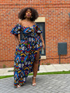 Apphia Ankara Maxi Dress | Blue Multicoloured African Tribal Print