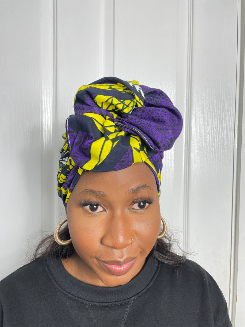 Sheila Purple and Yellow Headwrap | African Print