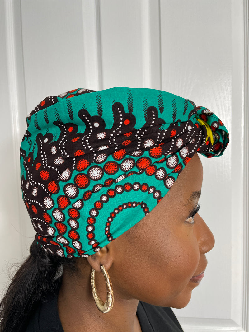 Ayo Teal and yellow Ankara Headwrap/Scarf