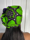 ASA Green and Purple Ankara Headwrap/Scarf