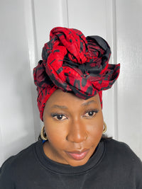 Awah Red and Black Ankara Headwrap/Scarf