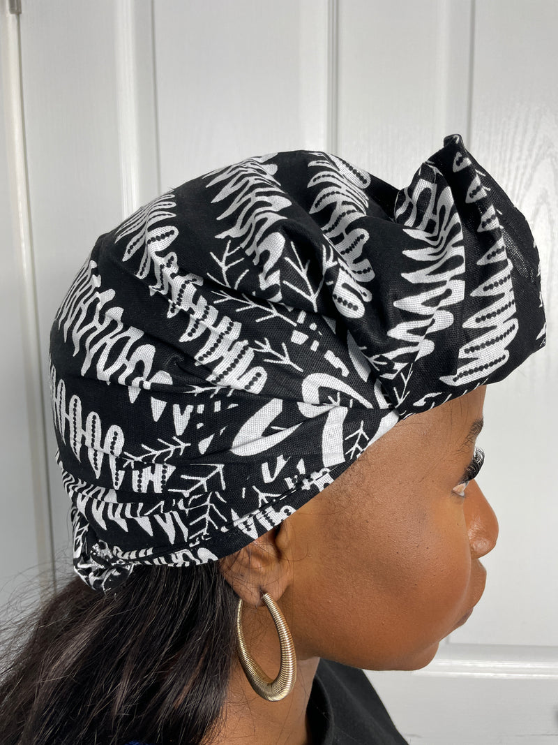 Alike Black and White Ankara  Headwrap/Scarf