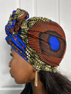 Jayne Orange and Blue Ankara Headwrap/Scarf