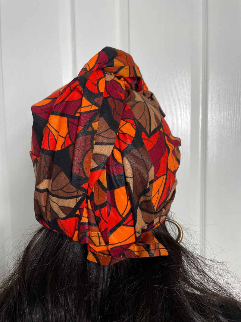 Joke Brown and Orange Ankara Headwrap/Scarf