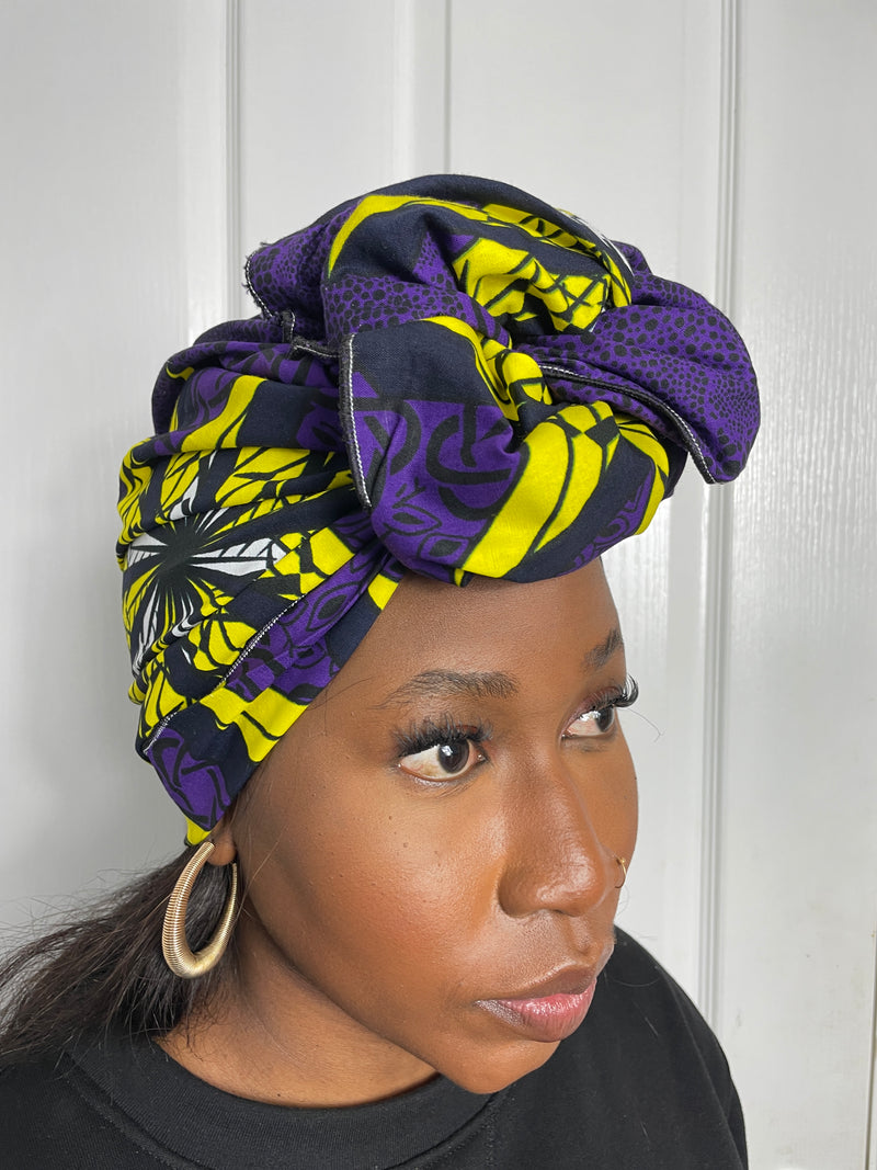 Sheila Purple and Yellow Headwrap | African Print