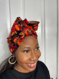 Joke Brown and Orange Ankara Headwrap/Scarf