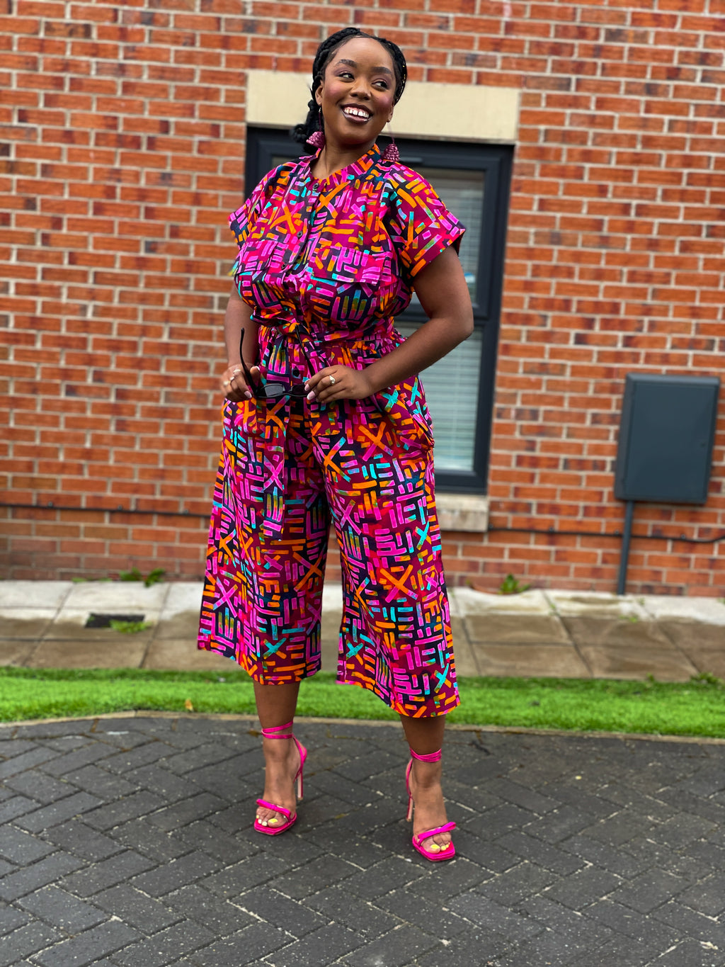 Kadiya Ankara Culotte Jumpsuit | Pink African Print