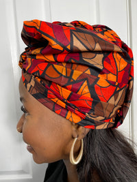 Joke Brown and Orange Ankara Headwrap/Scarf