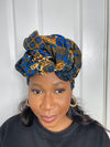 Devyn Blue and Yellow Ankara Headwrap/Scarf