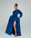 Allie Ankara Maxi Dress| Blue Spiral Print