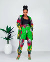 Eliana Ankara High Waisted Trouser | Green African Print