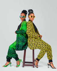 Ene Ankara High Waisted Trouser | Green African Print