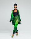 Ene Ankara Long Jacket | Green African Print