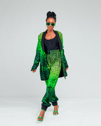 Ene Ankara High Waisted Trouser | Green African Print