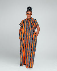 Pearl Ankara Bubu Maxi Dress | Yellow and Black Multicolored African Print